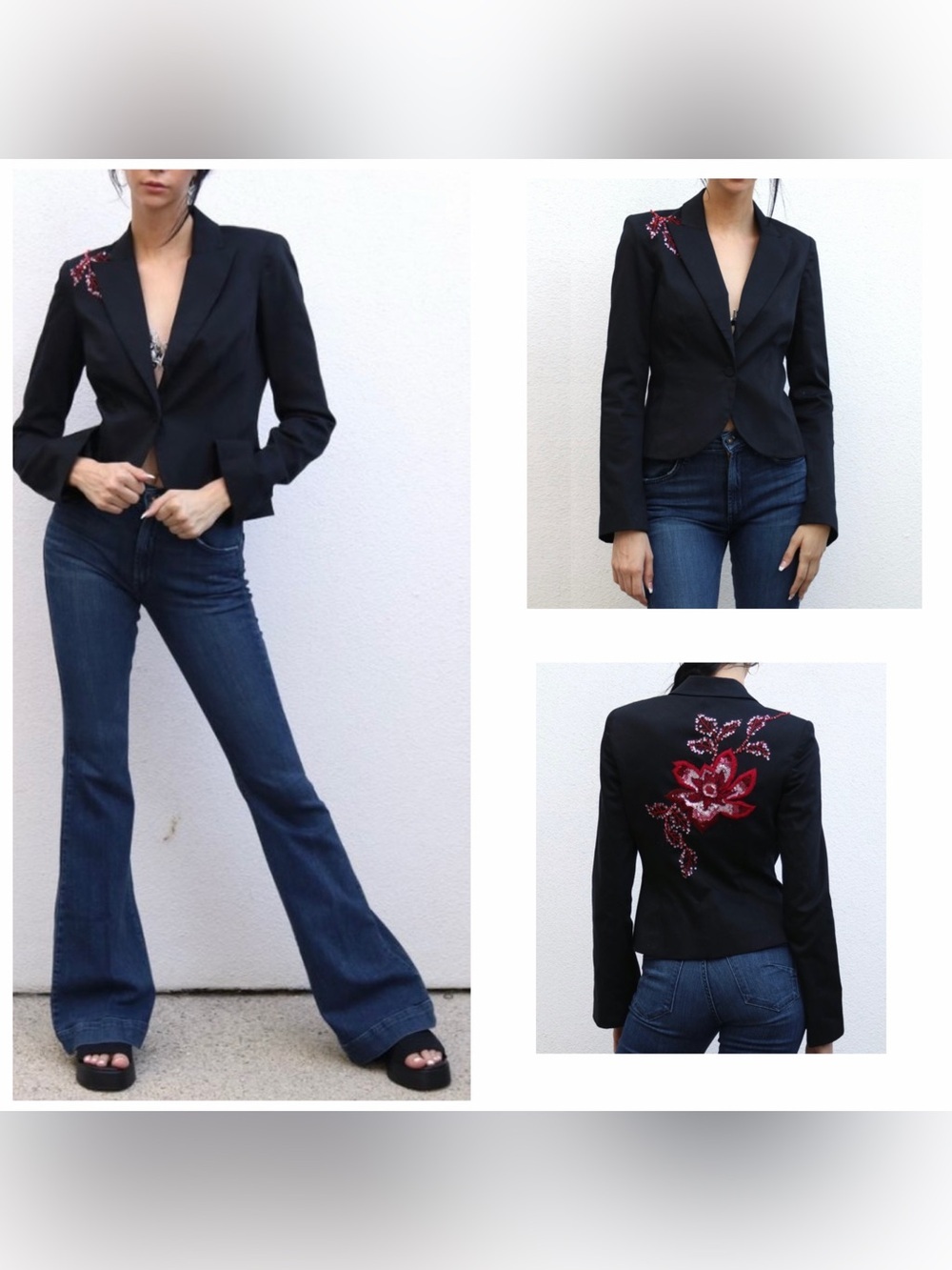Cache vintage women’s beaded sequin suit blazer